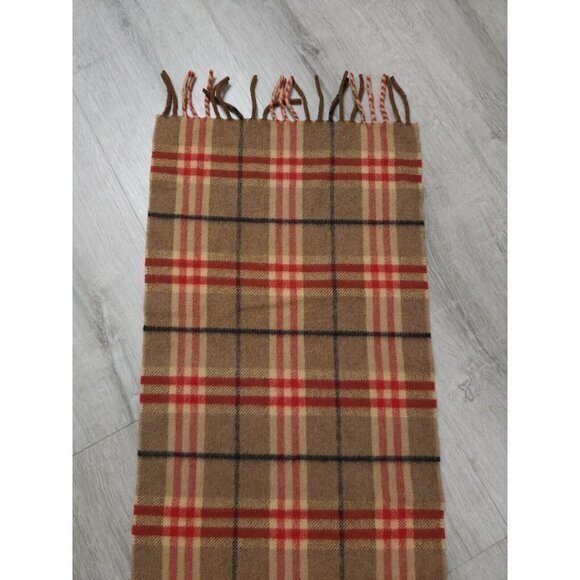 Vintage Burberrys of London 100% Wool Fringe Equestrian Knight Scarf Authentic - Picture 5 of 12